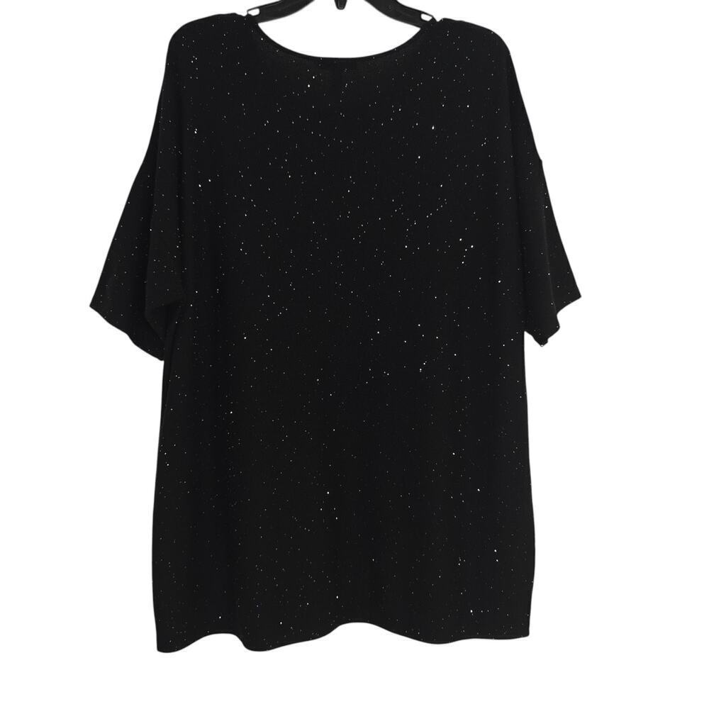 Eileen Fisher Merino Wool Sparkle Sweater Womens Size Large Black Soft Cozy - Picture 6 of 7